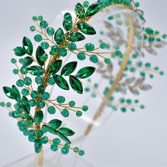 Wedding Hair Pieces for Brides, Rhinestone Bridal Headband, Handcrafted Headpiec - Picture 5 of 6